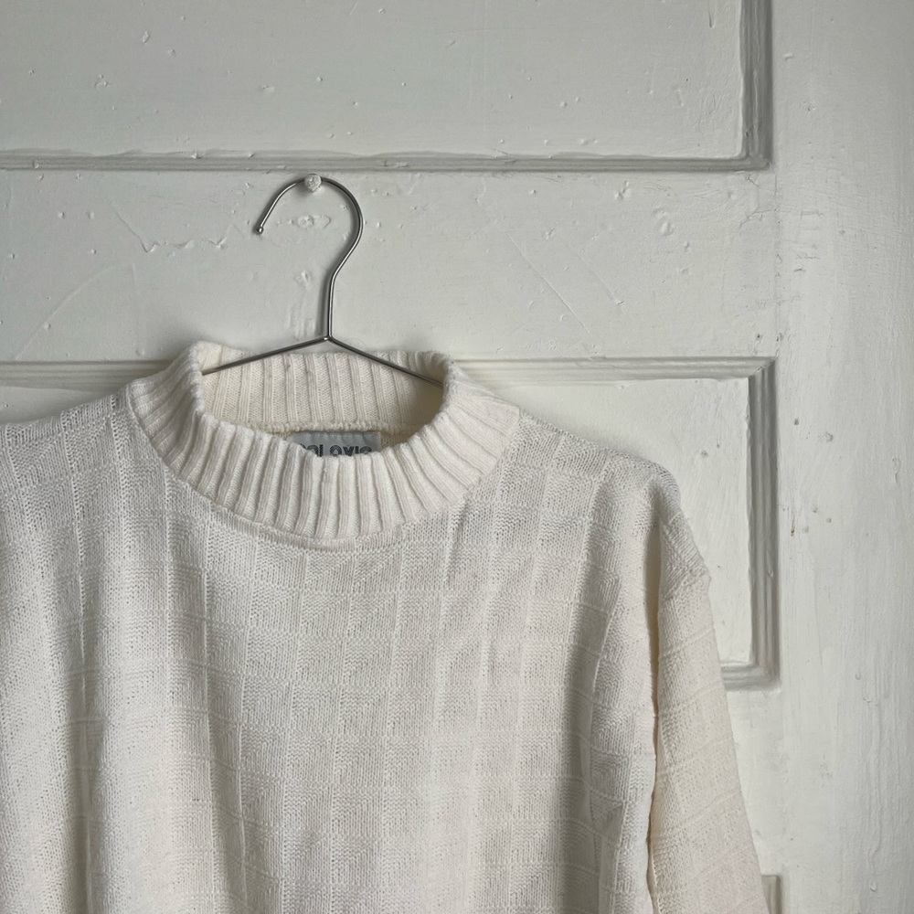 Vintage White Mock Neck Sweater